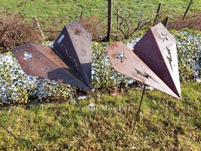 avions origami décoration jardin original acier métal terrasse banc à fleurs