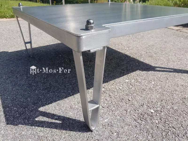 table basse artisanale unique design alu indus metal brossé déco moderne 